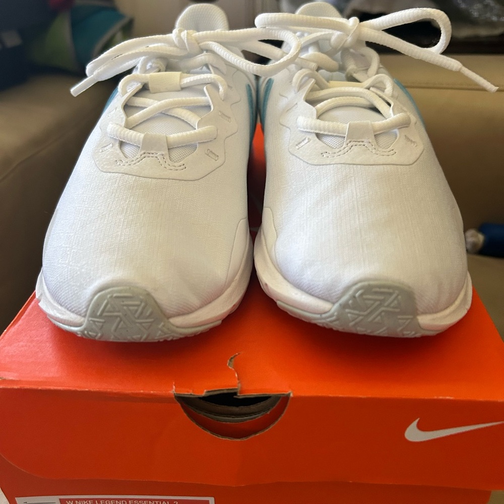 Women’s Nike White and Light Blue Athletic Shoes